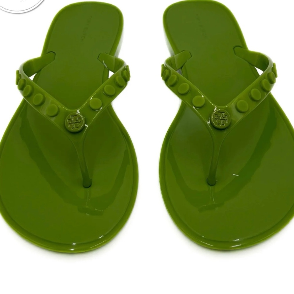 NIB Tory Burch studded jelly  sandals GREEN LEAF